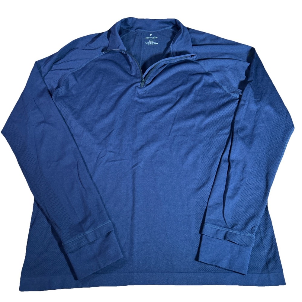 Fabletics Shirt Mens‎ L Blue Nylon Long Sleeve 1/4 Zip Athletic Pullover